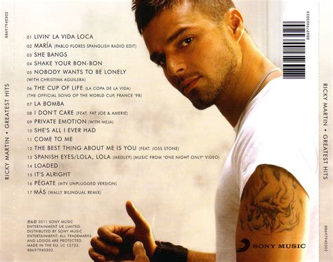 Car Tula Trasera De Ricky Martin Greatest Hits Portada