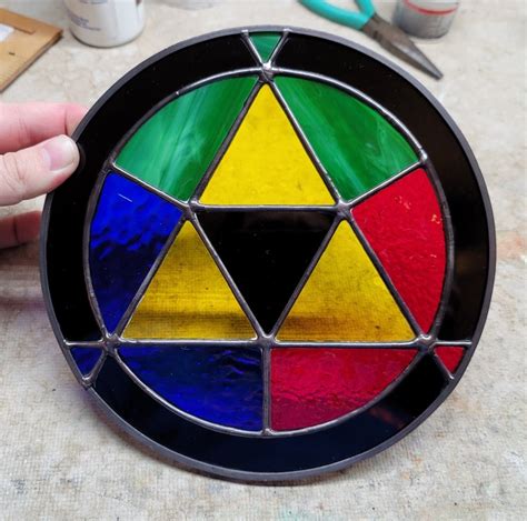 Triforce Suncatcher Legend Of Zelda Stained Glass Geek Etsy Stained Glass Crafts Faux