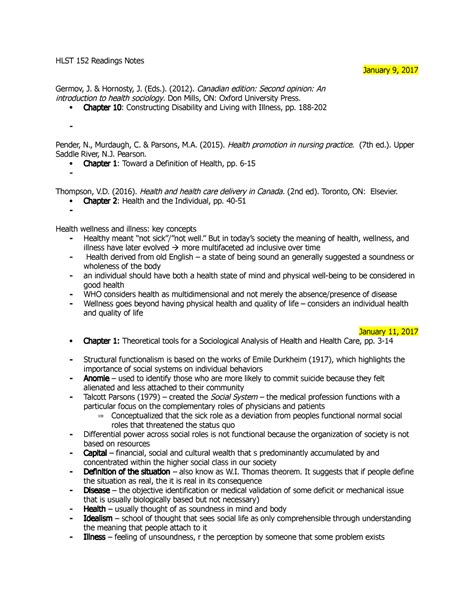 Hlst Readings Notes Hlst Readings Notes January