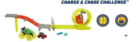 Amazon Hot Wheels Monster Trucks Track Set With Toy Trucks Oversized Skelesaurus