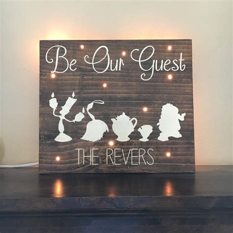 Be Our Guest Wood Sign With Lights Disney Inspired Wood Etsy