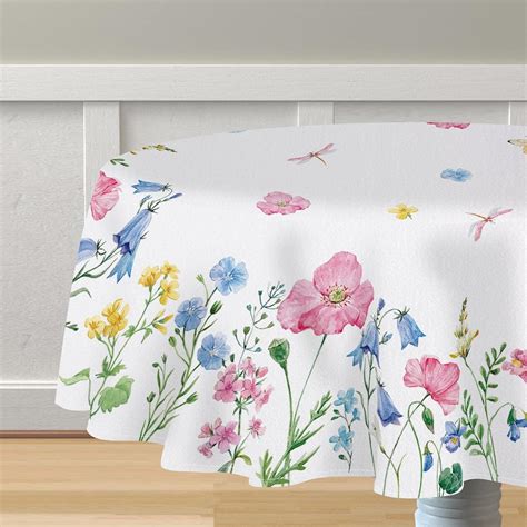 Amazon Tailus Spring Summer Floral Flowers Round Tablecloth 70 X