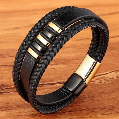 Xqni Pulsera De Cuero De Capas Para Hombre Brazalete Con N Magn