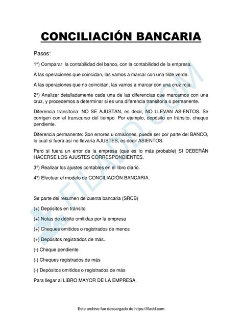 Como Hacer Conciliacion Bancaria ConciliaciÓn Bancaria Pasos 1