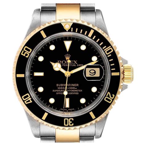 Rolex Submariner Karat Yellow Gold Black Ceramic Watch At Stdibs