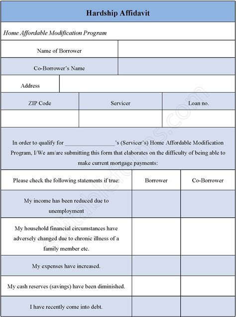 Hardship Affidavit Form | Editable PDF Forms