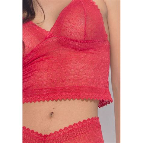 Conjunto Calesson Sem Bojo Em Renda Vermelho D Compra Facil Lingerie