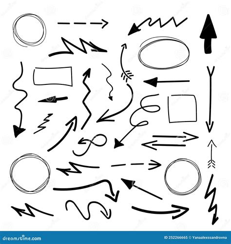 Vector Doodle Design Elements Hand Drawn Arrows Frames Stock Vector