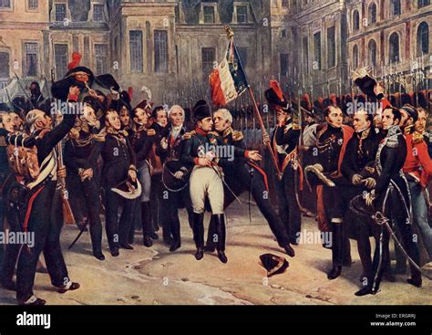 L abdication de Napoléon à la garde impériale à Fontainebleau le 20