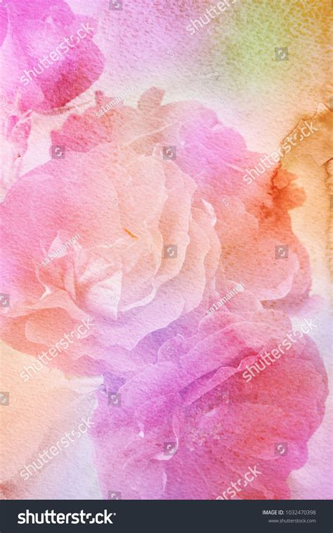 Watercolor Painting Styled Background Pink Roses Stock Illustration ...