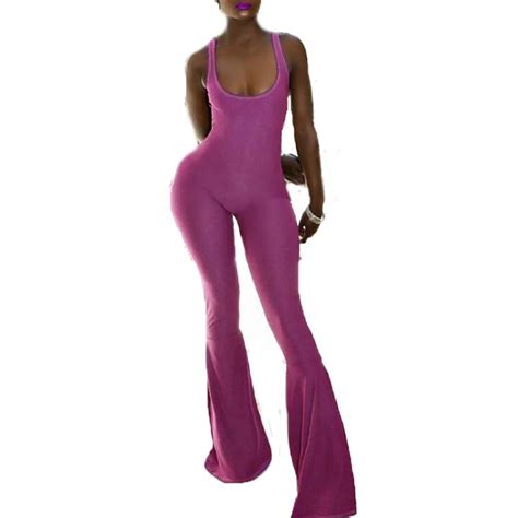 Sexy Summer Off Shoulder Women Bodycon Long Trousers Flare Jumpsuits