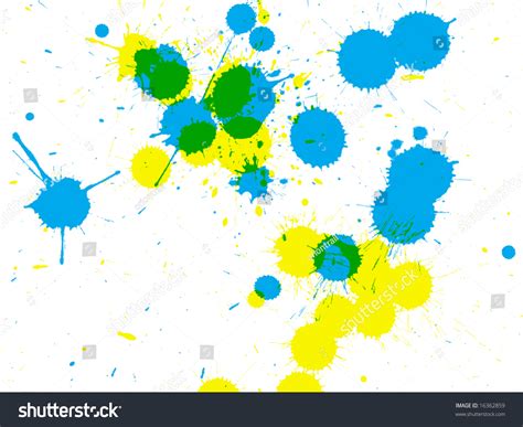 Yellow And Blue Color Splats On White Background Stock Photo 16362859 ...