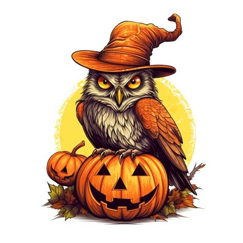 Premium Ai Image There Is A Owl Wearing A Witch Hat Sitting On A