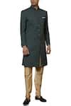 Buy Qbik Gold Silk Jacquard Sherwani Set Online Aza Fashions