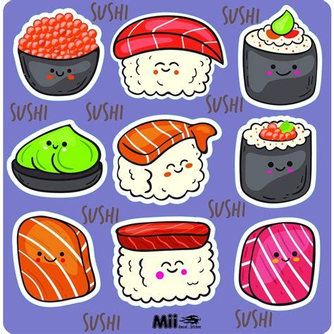 Thực đơn đồ ăn vẽ sushi cute tuyệt đẹp và đầy màu sắc