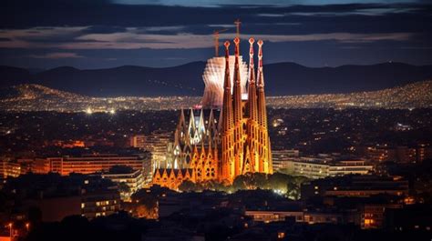 Premium AI Image | Night view of Sagrada Familia