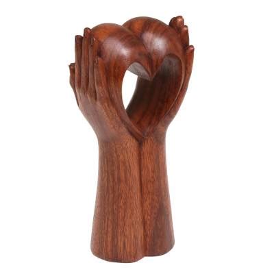 Hand Crafted Romantic Sculpture Faithful Heart Novica