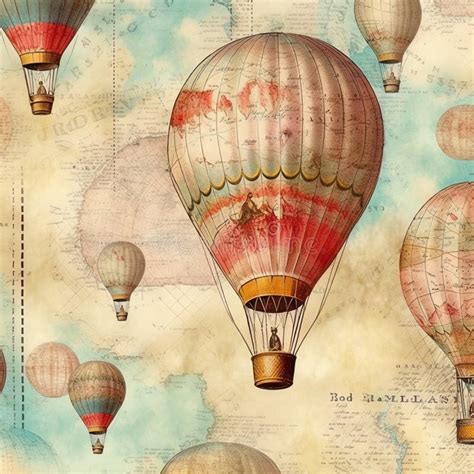 Hot Air Balloon Old Paper Vintage Digital Paper Stock Illustration Illustration Of Room