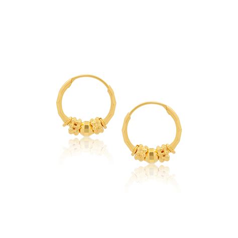 22k Gold Beaded Baby Hoop Earrings 260g Queen Of Hearts Jewelry