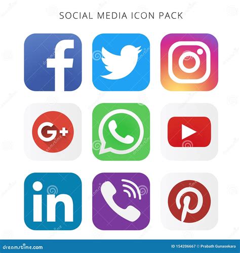 High Resolution Collection of Social Media Icon Pack. Editorial ...