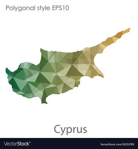 Isolated Icon Cyprus Map Polygonal Geometric Vector Image