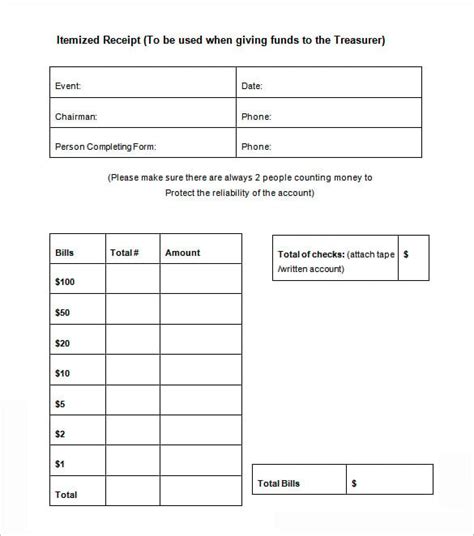 Itemized Receipt Sample Master Of Template Document