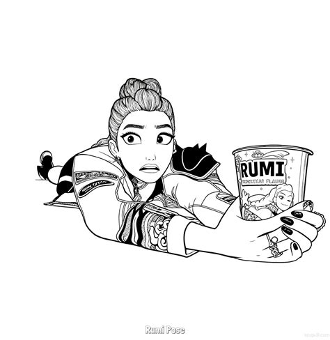 Rumi Pose 2 Coloring Page Free Printable Kpop Demon Hunters Pdf