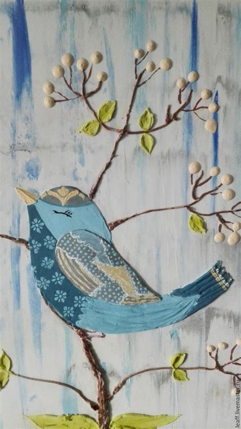 Купить Панно в детскую «Птичка» - голубой, панно, панно на стену ...