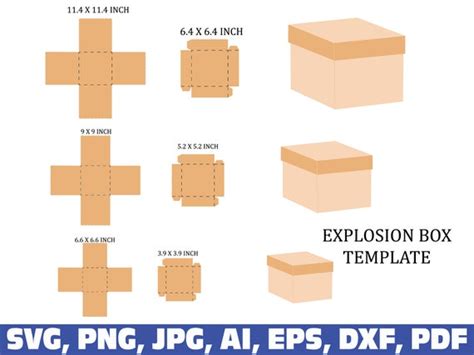 Square Box Template Box Template Svg T Box Template Etsy Australia