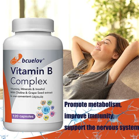 Vitamin B Complex Supplement 120 Capsules Boosts Immunity Metabolism Supports Nervous