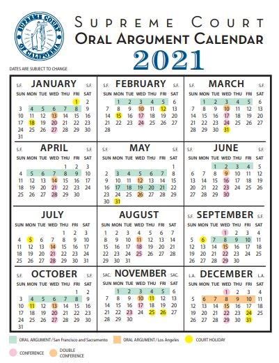 2021 Supreme Court Oral Argument Calendar | California Courts Newsroom