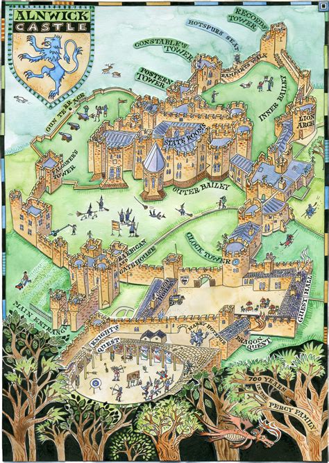 alnwick castle map print northumberland artist sarah farooqi