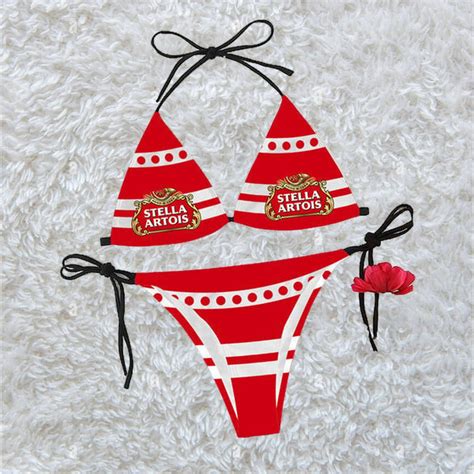 White Stripe Stella Artois Triangle Beach Bikini Tw Hearthtops Store