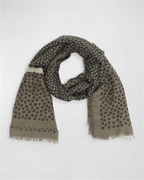 Saint Laurent Multi Dots Cashmere Modal Fringed Scarf Neiman Marcus