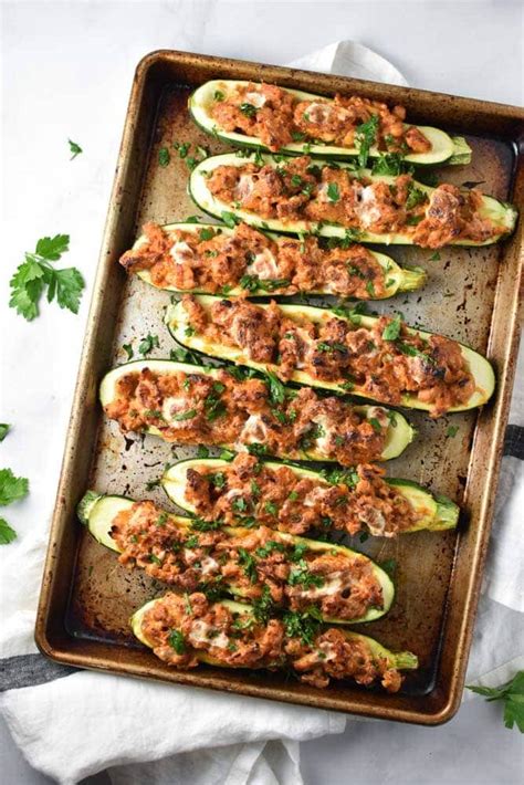 Italian Chicken Stuffed Zucchini Boats The Dizzy Cook