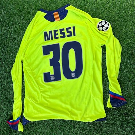 Fc Barcelona Messi Away Ucl Shirt Long Sleeve Size L Ebay