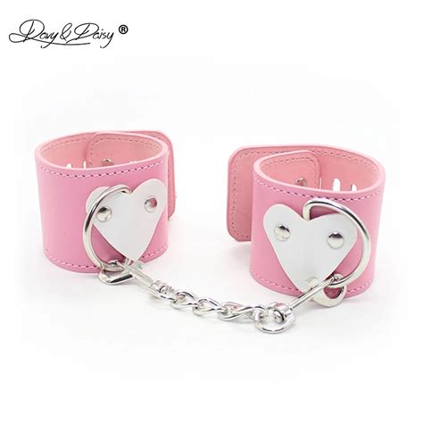 Davydaisy Pink Cute 1 Pair Pu Leather Love Bracelet Sex Handcuffs Ankle