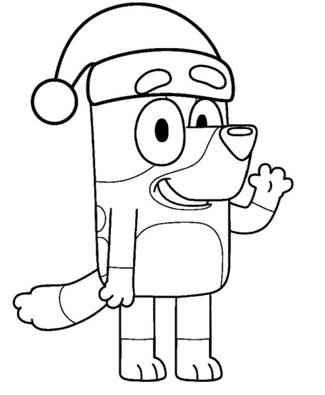 Bluey With Santa Hat World Of Coloring Pages