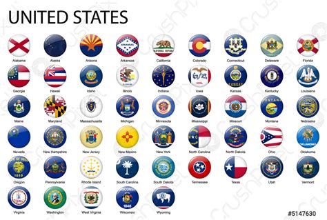 All Flags Of States Of United States Stock Vector 5147630 Crushpixel