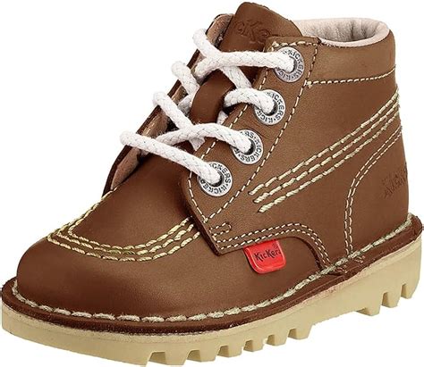 Kickers Infant Kids Boys Kick Hi Core Leather Dark Tan Ankle Boots Size