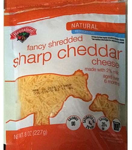 Hannaford Shredded Sharp Cheddar Cheese G Nutrition Information