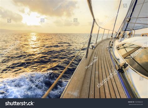 Yacht Sailing Towards Sunset Stock Photo 102968222 | Shutterstock