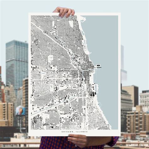 Chicago Map Chicago Map Print Chicago Map Wall Art Chicago Map Poster ...