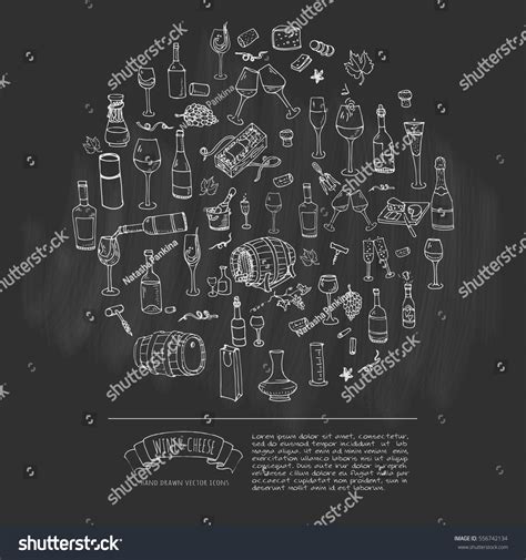 Hand Drawn Wine Set Icons Vector Stock Vector Royalty Free 556742134