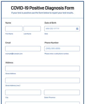 Covid Positive Diagnosis Form Template Jotform