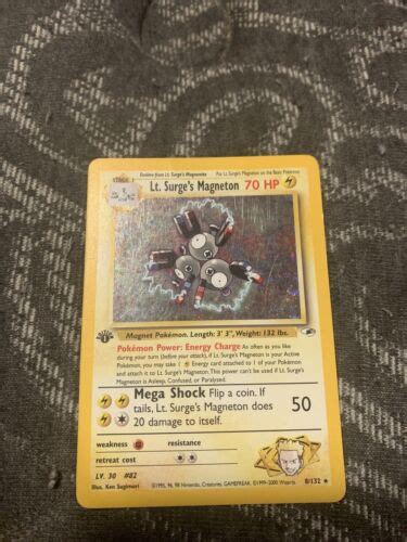 Lt Surge S Magneton Pokemon Card Rare Holo St Edition Mp Ebay