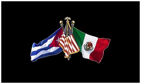 Cuban America and Mexican Flag Cuba US and Mexico 3 Crossed Flags ...