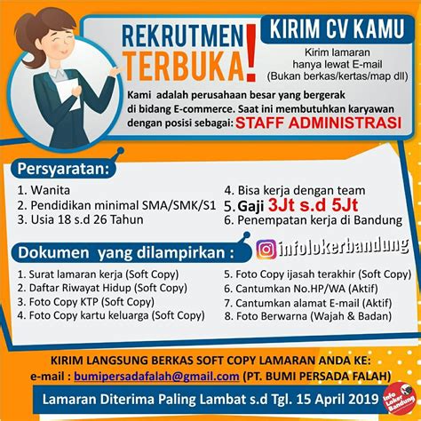 Lowongan Kerja PT Bumi Persada Falah Bandung Maret 2019 Lowongan