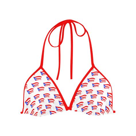 Puerto Rican Flags Custom Bikini Swimsuit Top ID D