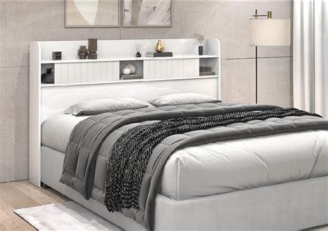 Cabeceira Cama Casal Branca - Cabeceira de Casal Cama Box 1,40 com Prateleiras e Nichos Dubai Branca ...